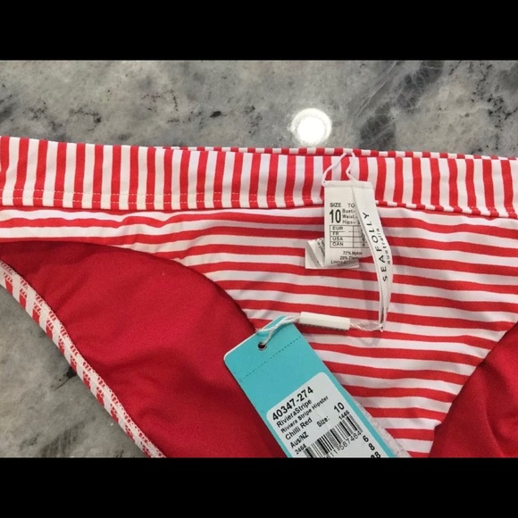 NWT Red & White stripe bikini bottom size 6 - Picture 4 of 6
